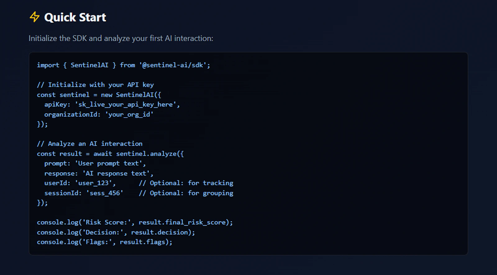 Sentinel AI screenshot 2
