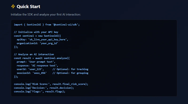 Sentinel AI screenshot 2
