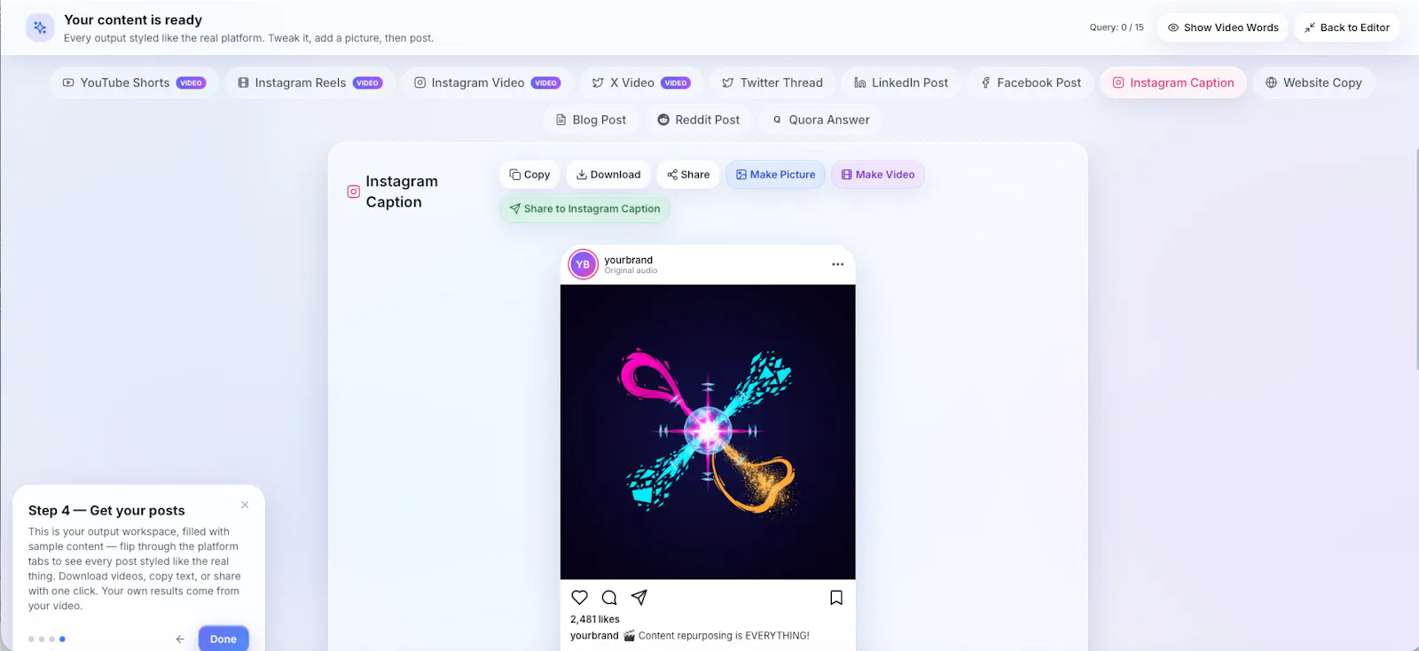 Repurpose AI 3.0 screenshot 3