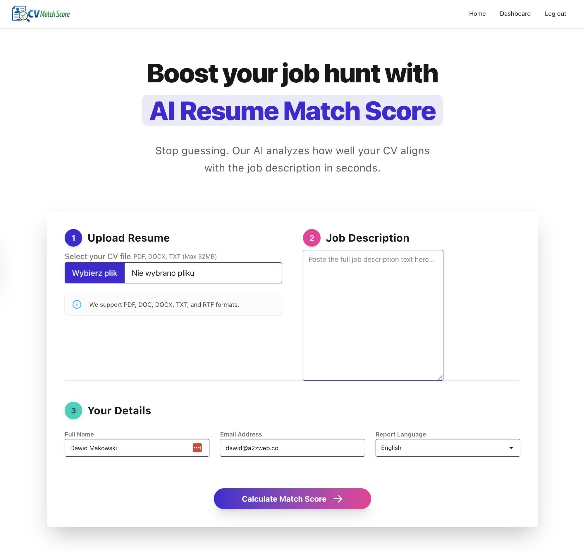 Resume vs Job Match Score gallery image