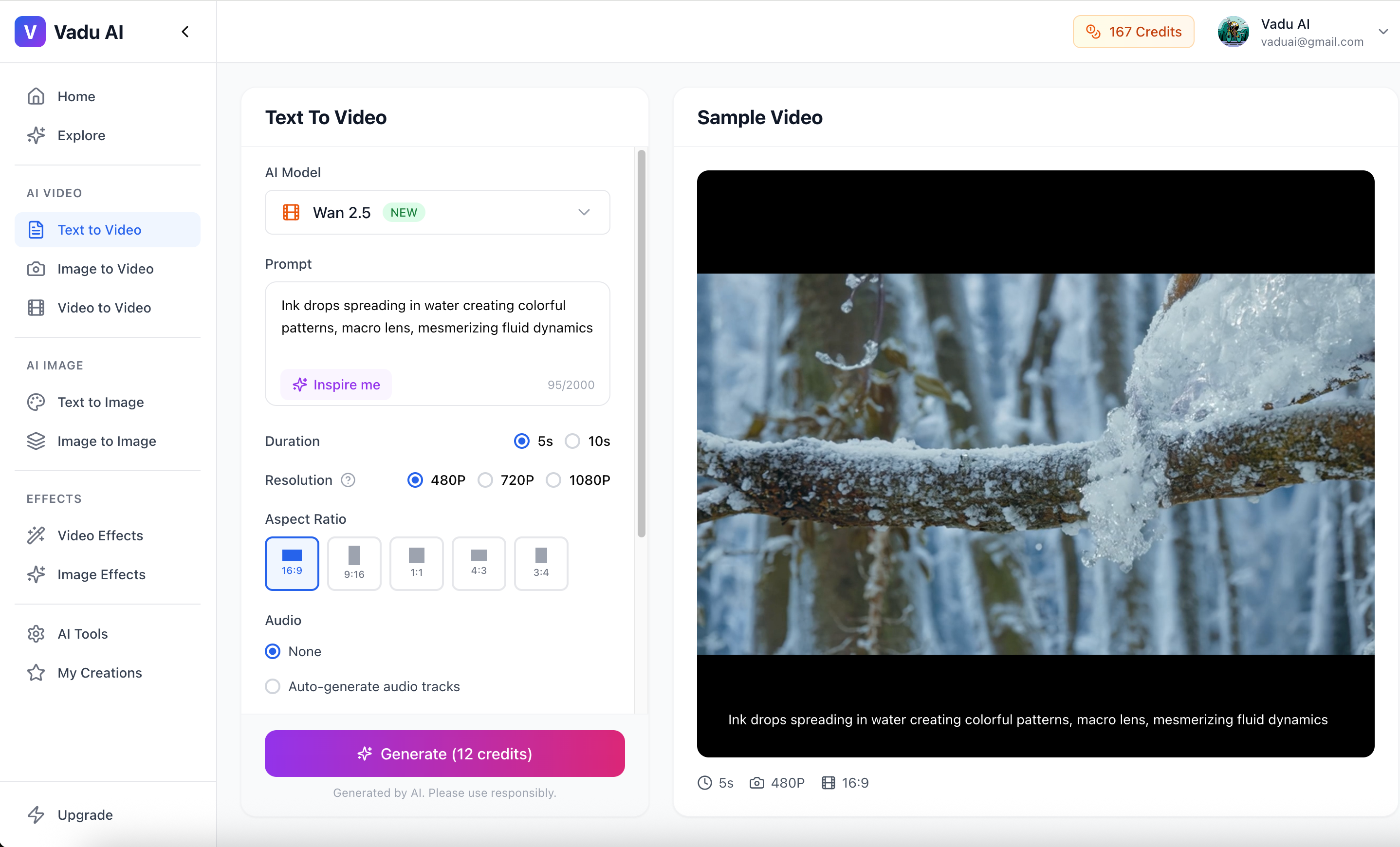 Vadu.ai - Main screenshot showing features and interface