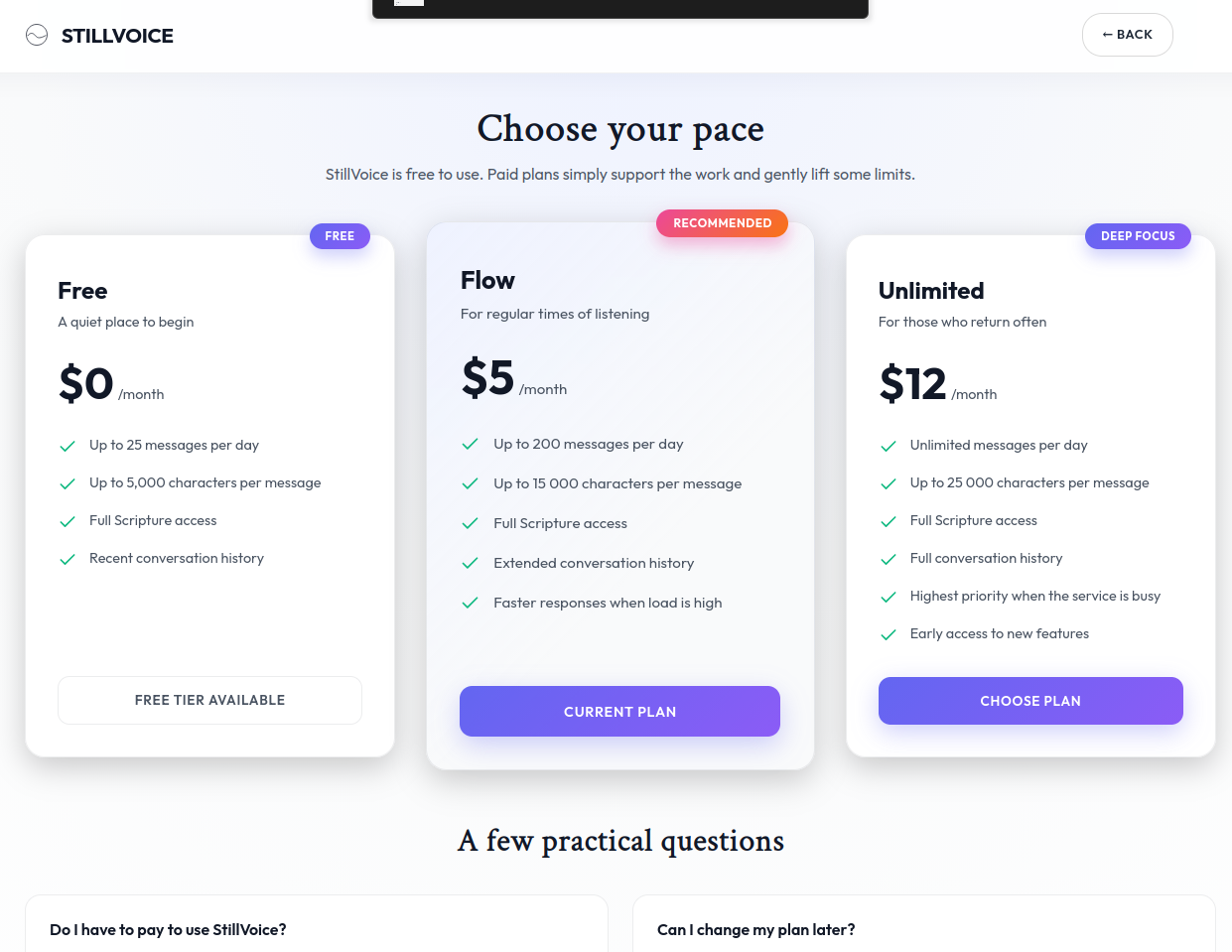 StillVoice — Seek the Truth - Screenshot 5 showing product features and functionality