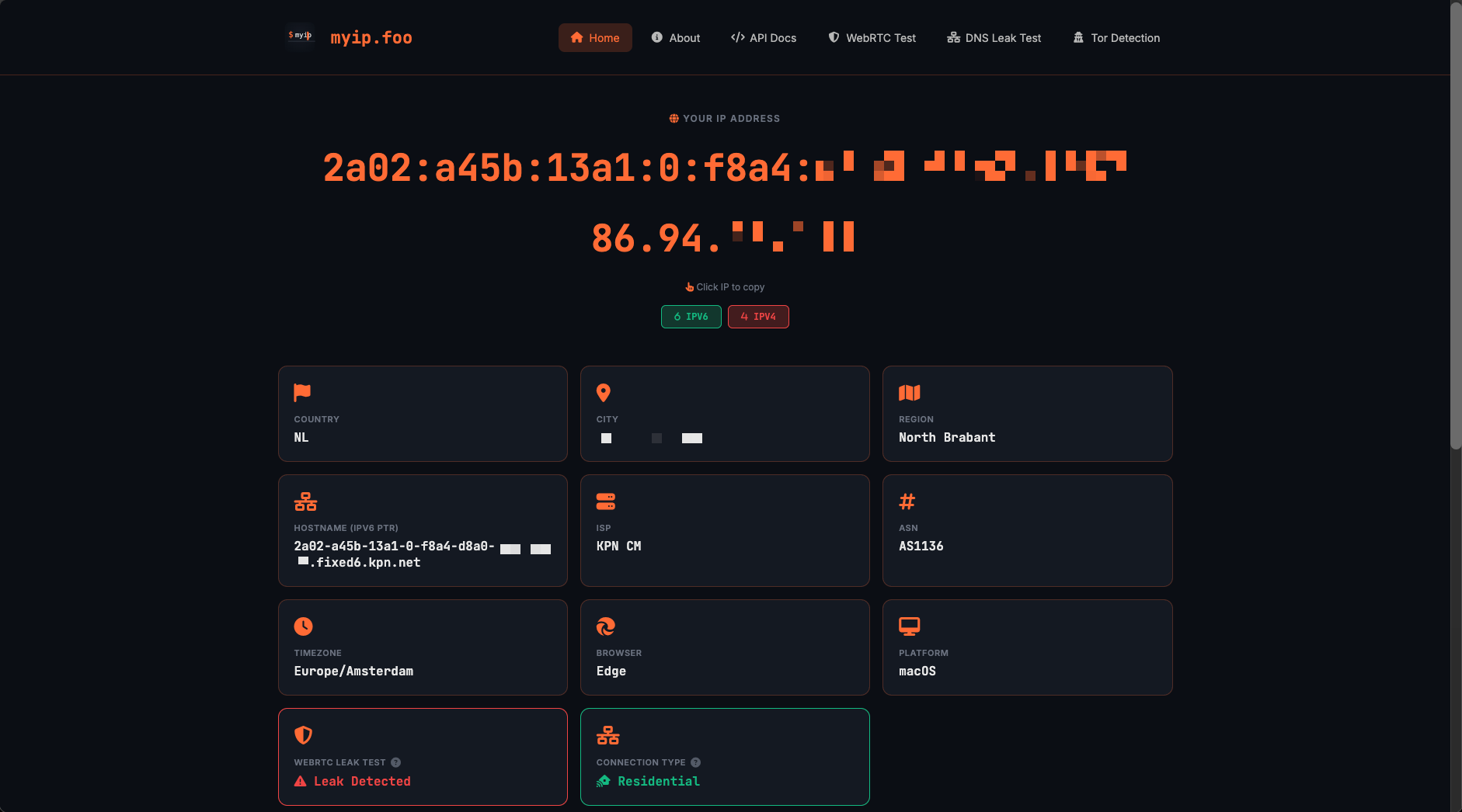 myip.foo - Main product screenshot demonstrating key features and user interface