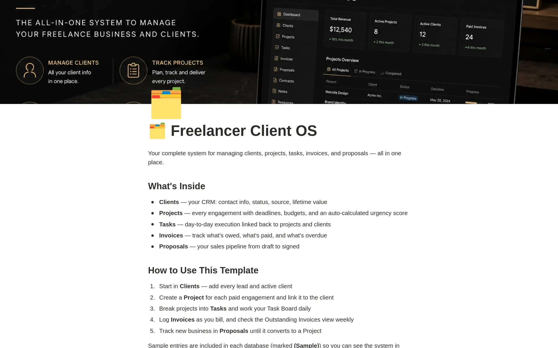 Freelancer Client OS | Notion system gallery image
