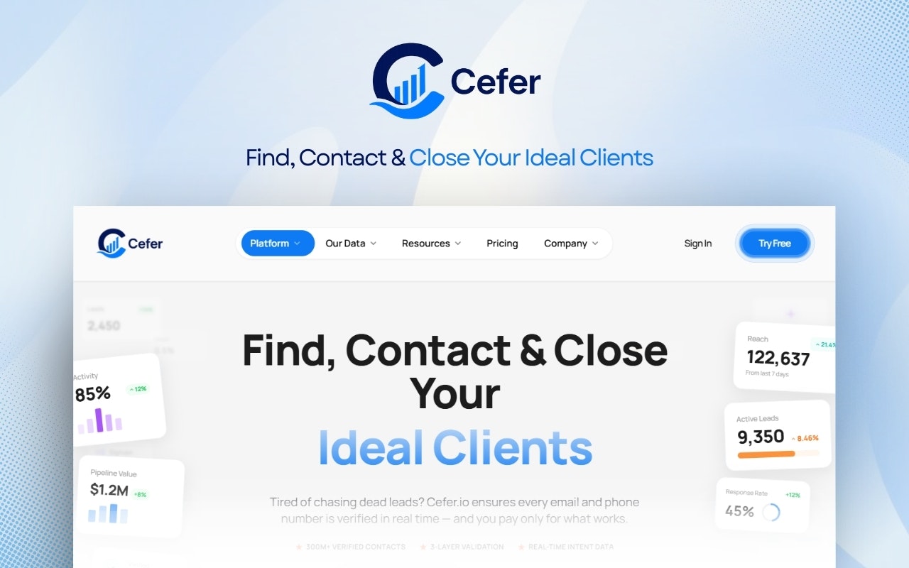 Cefer.io - Main product screenshot demonstrating key features and user interface