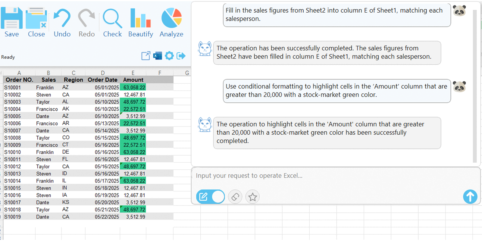 Gigigrid-ai ile çalışan Excel asistanı. - Doğal Dil Excel Operasyonları, Analiz, İşleme. medya 2