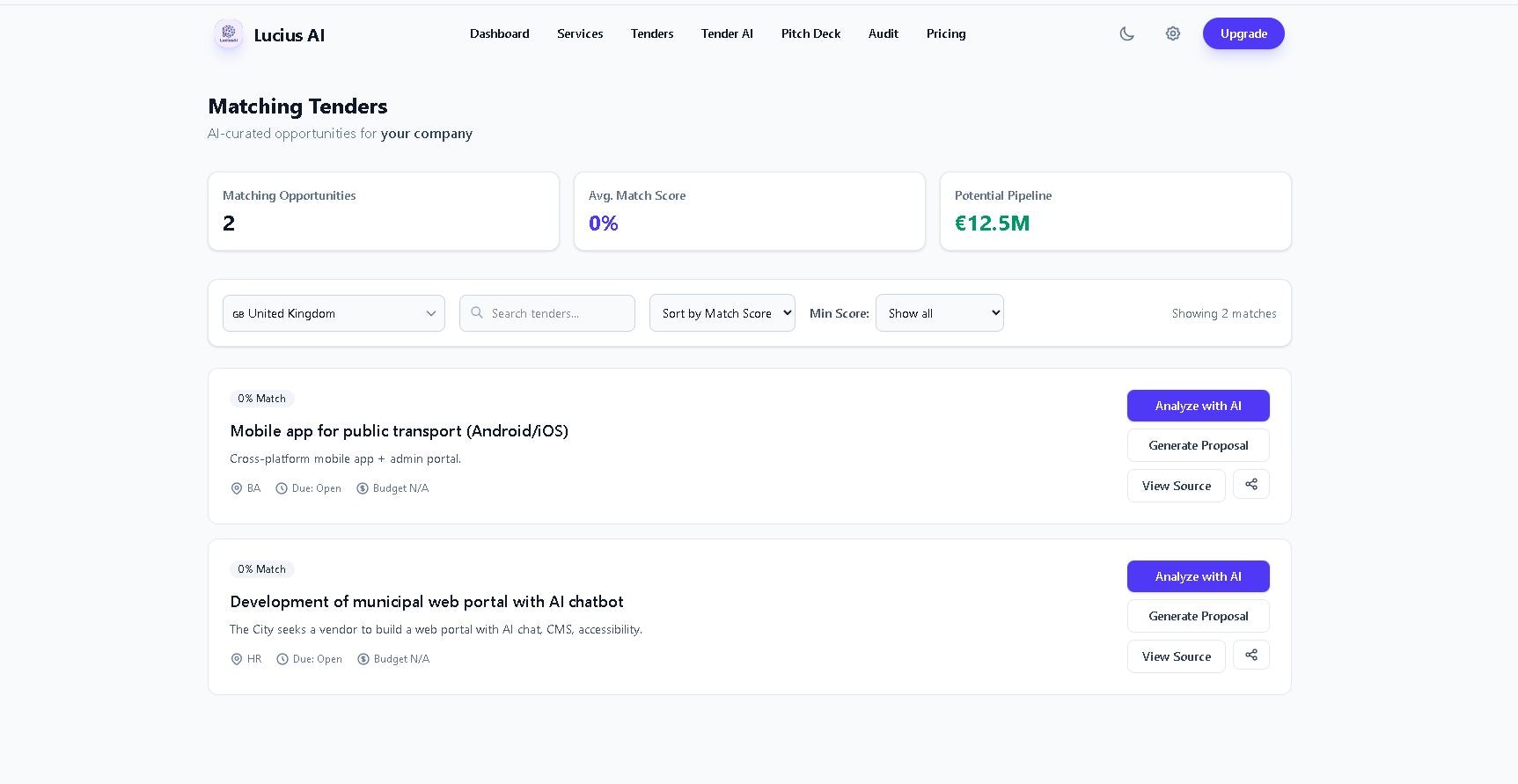 Lucius AI - Main product screenshot demonstrating key features and user interface