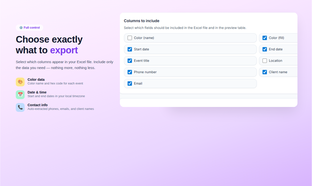 Calendar Export Tool - Screenshot 2 showing product features and functionality