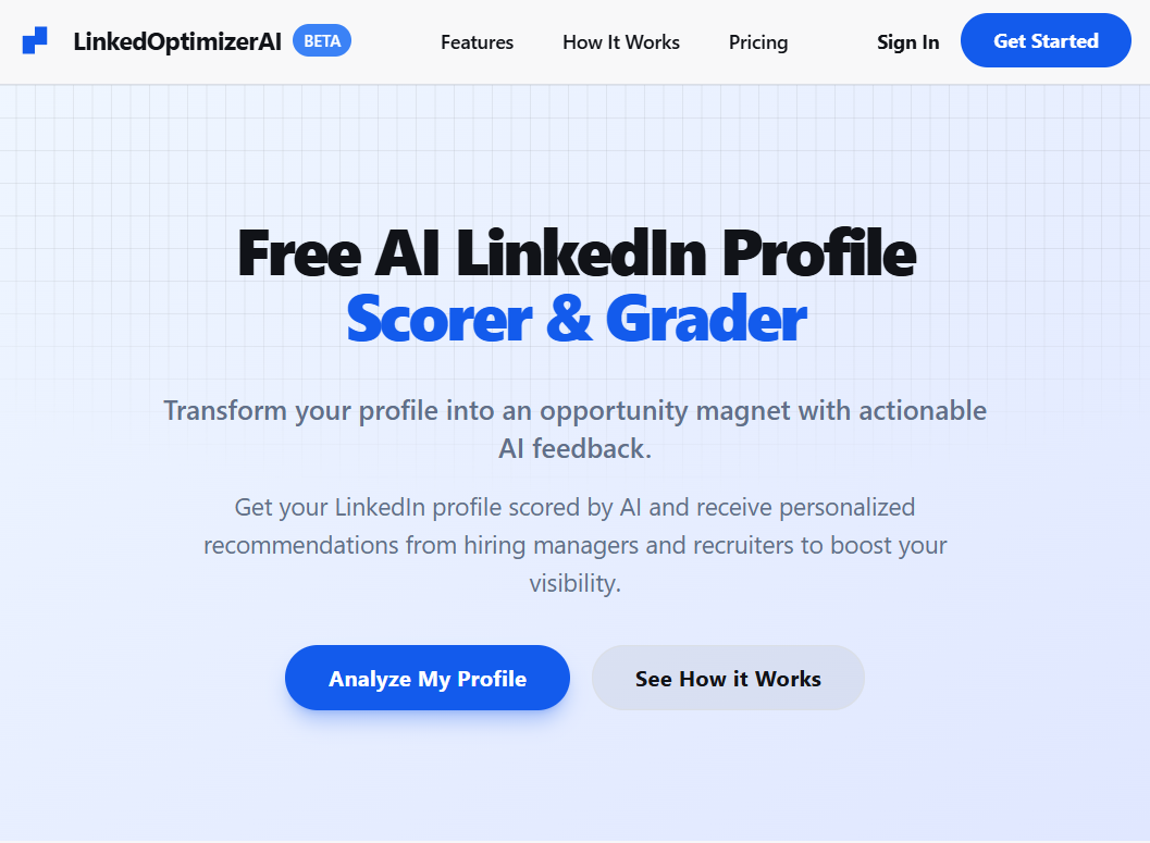 LinkedOptimizer.AI - Main product screenshot demonstrating key features and user interface