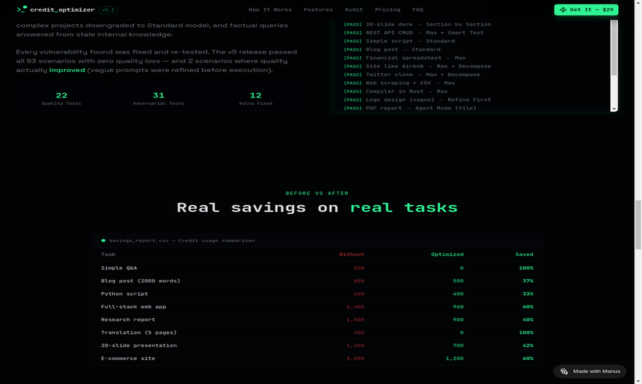 Credit Optimizer for Manus AI gallery image