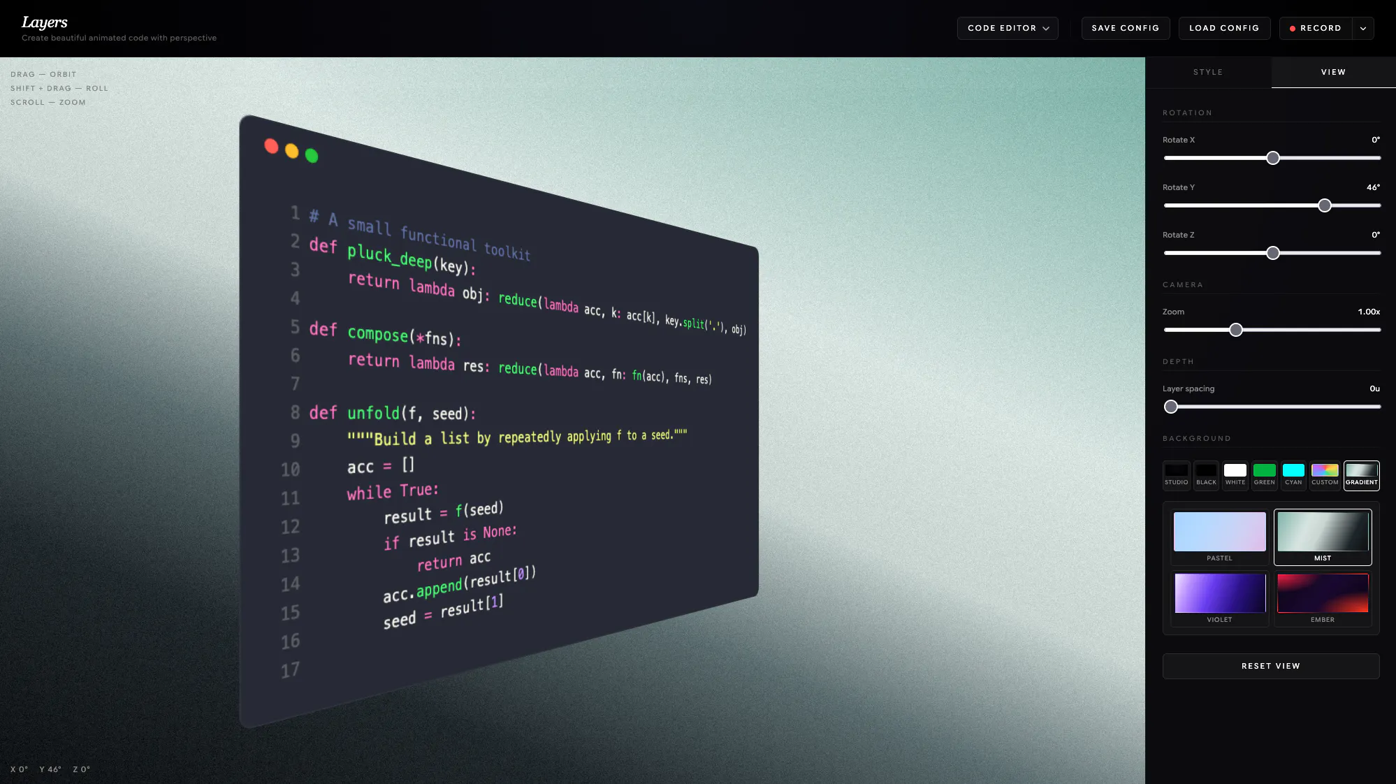 Layers: Create beautiful animated code snippet videos for free ...