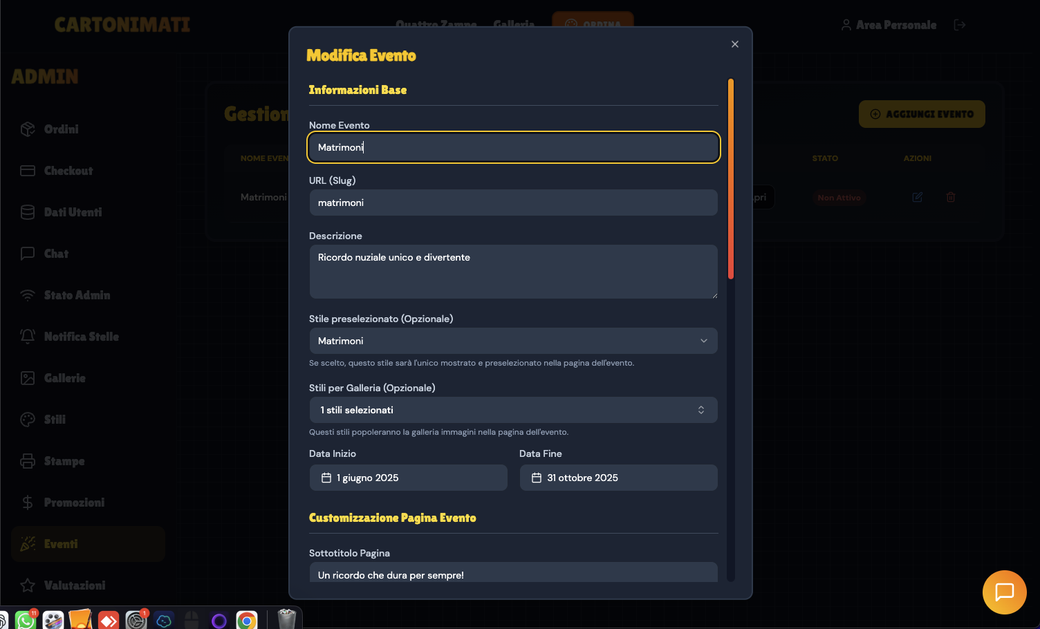 Mídia 2 de Cartão - ECMOM italiano para vender imagens com auto -hospedagem (sem shopify)