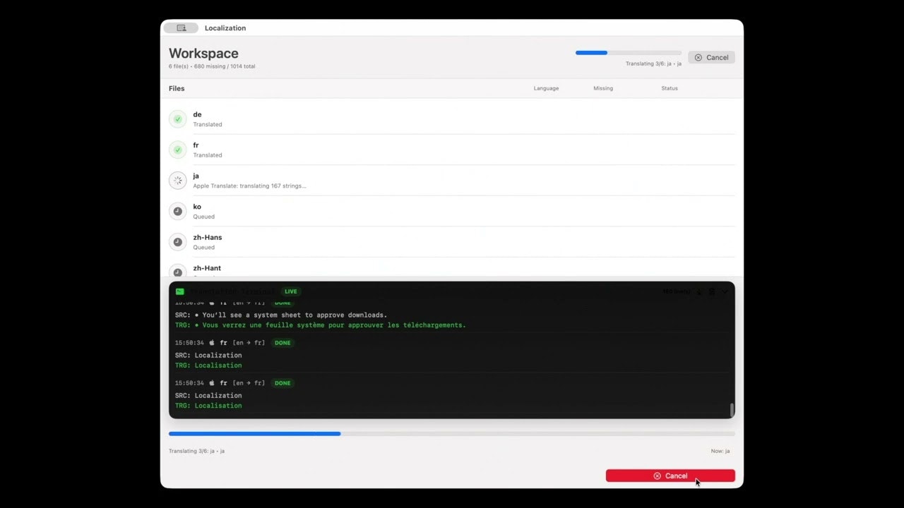 Xcode .xcloc local AI localizer gallery image