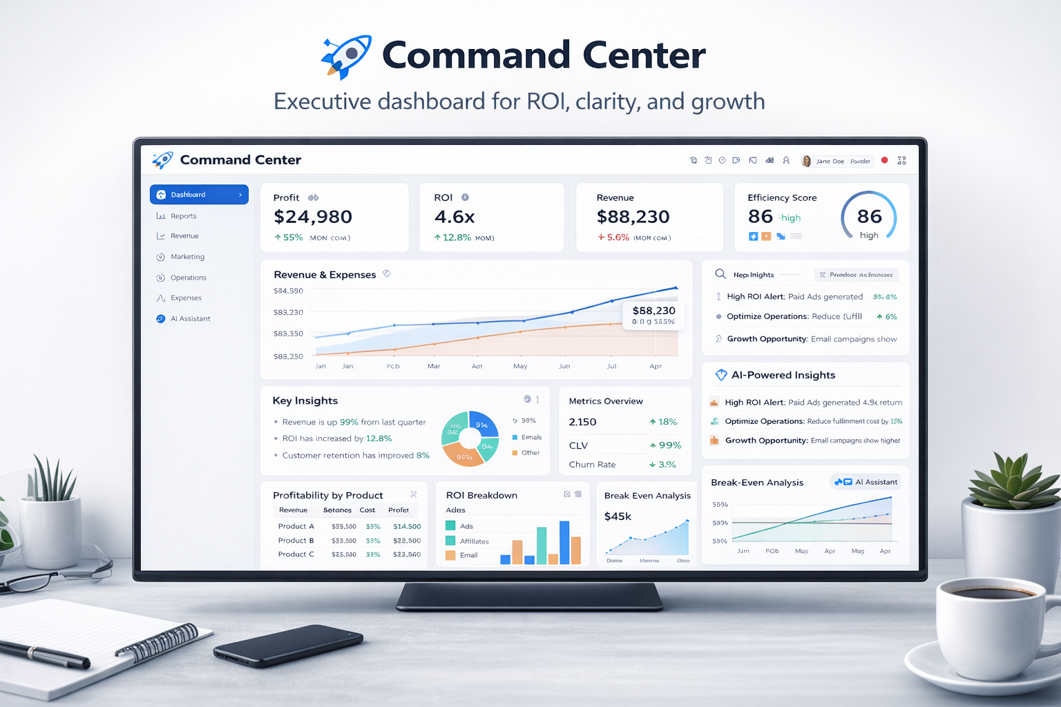 Command Center - Main product screenshot demonstrating key features and user interface