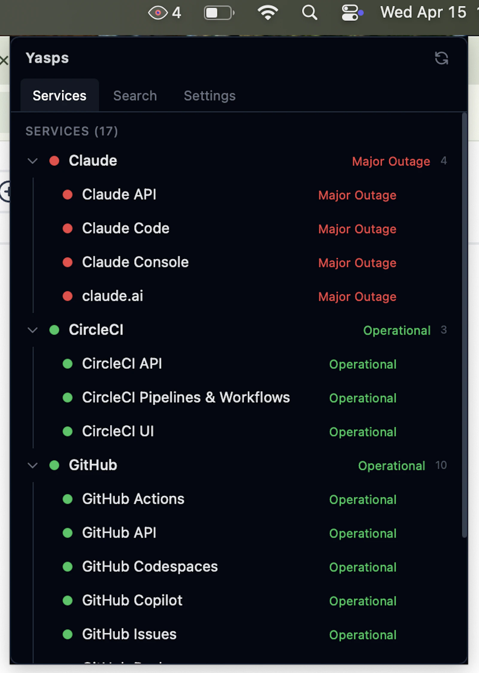 YASPS - Yet Another Status Page Service screenshot 1