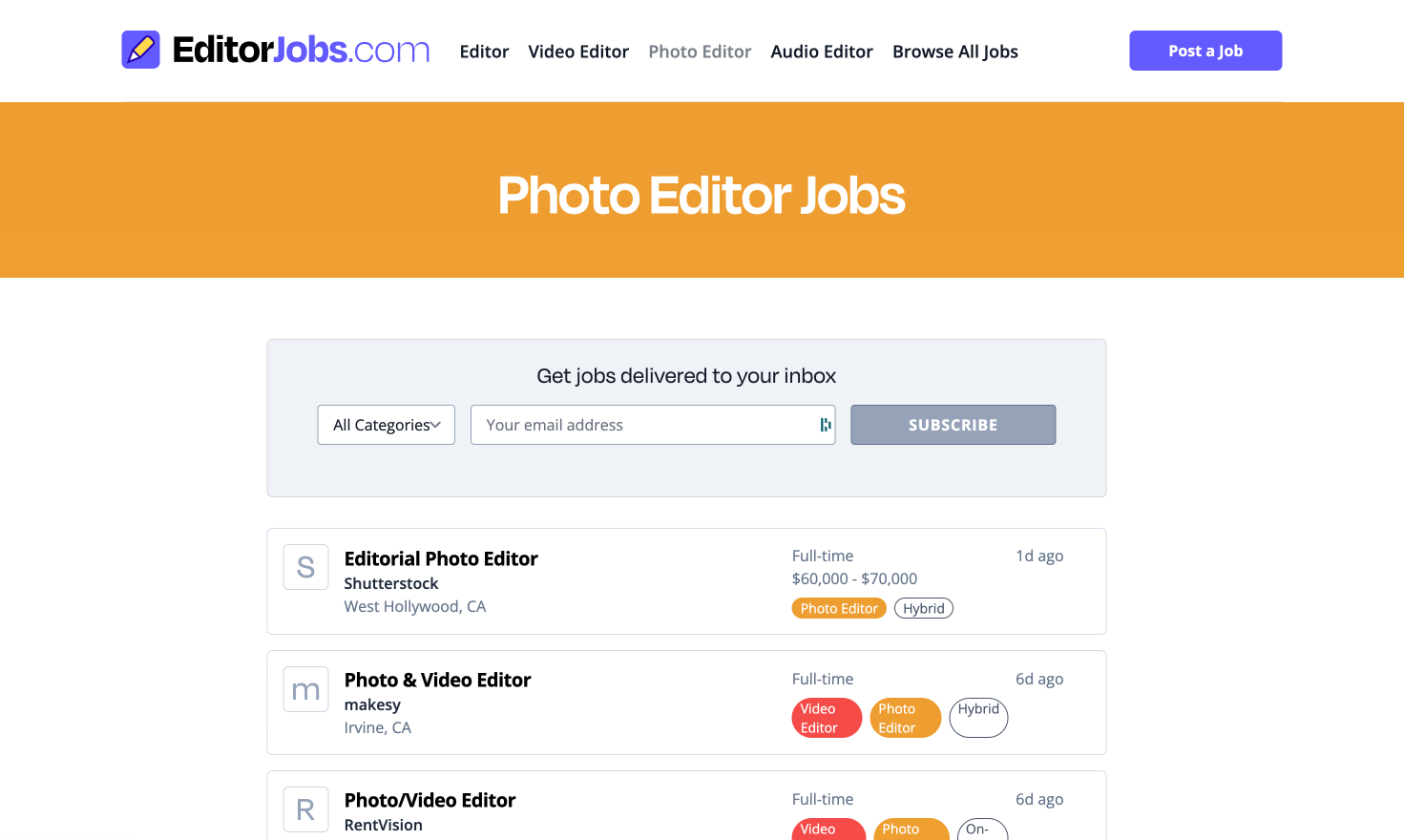 Media EditorJobs.com - Bảng công việc cho video, bản sao, ảnh và biên tập viên âm thanh 4