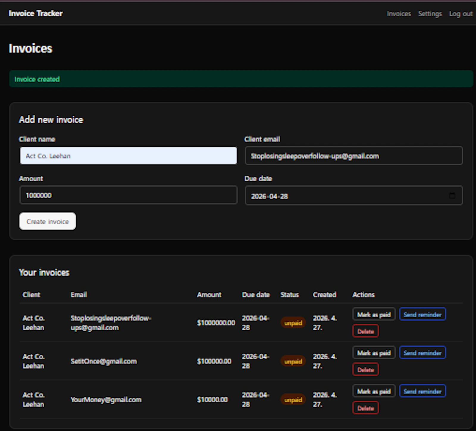 Invoice Tracker screenshot 3