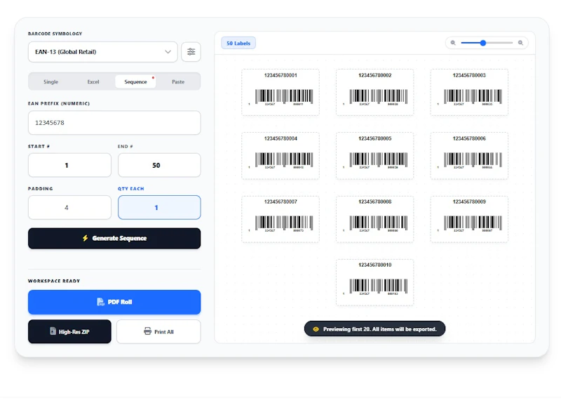 Free Bulk Barcode & QR Generator screenshot 2