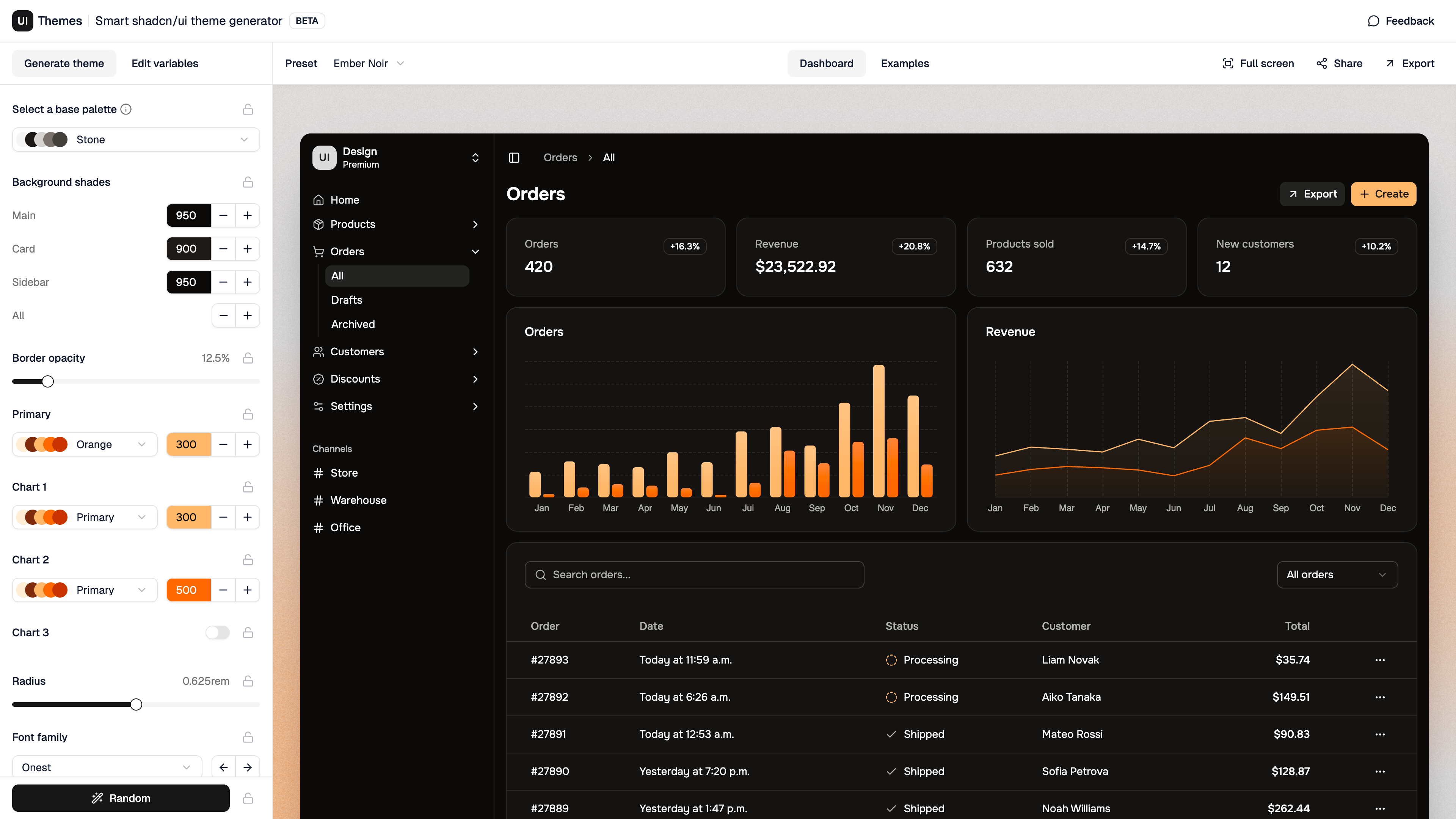 Smart shadcn/ui theme generator gallery image
