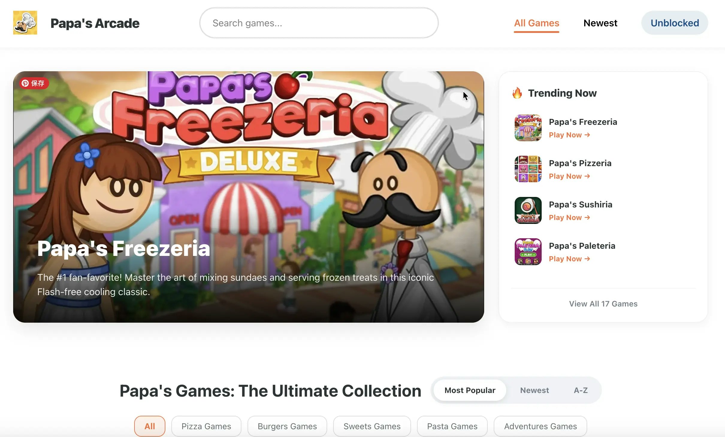 Papa's Arcade - Screenshot 4 showing product features and functionality