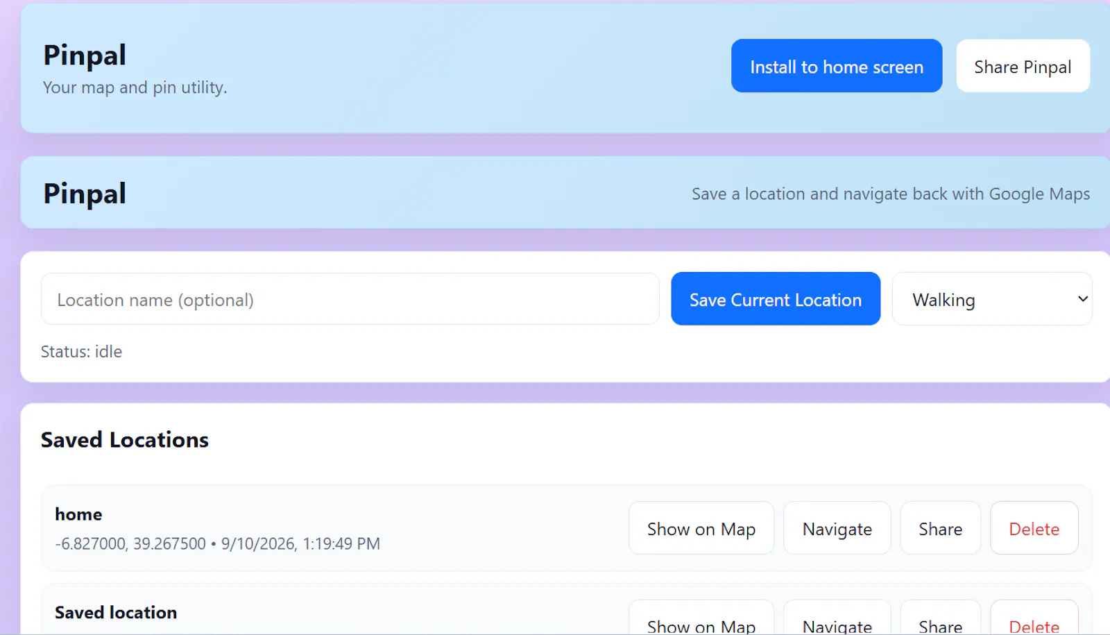 Pinpal — Save & Navigate Back screenshot 1