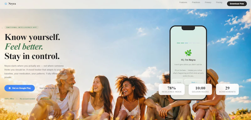 Neyra – mood tracker, offline & private screenshot 1