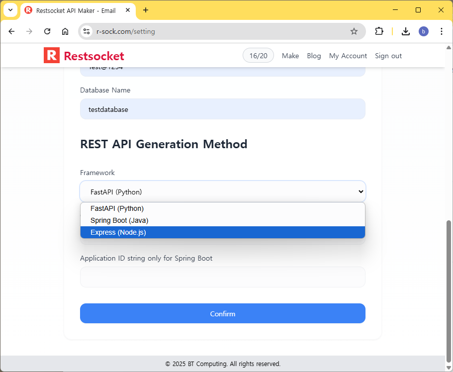 Riposare - Generatore API AUTO REST, MySQL, FASTPI, NODE.JS, EXPRESS media 1