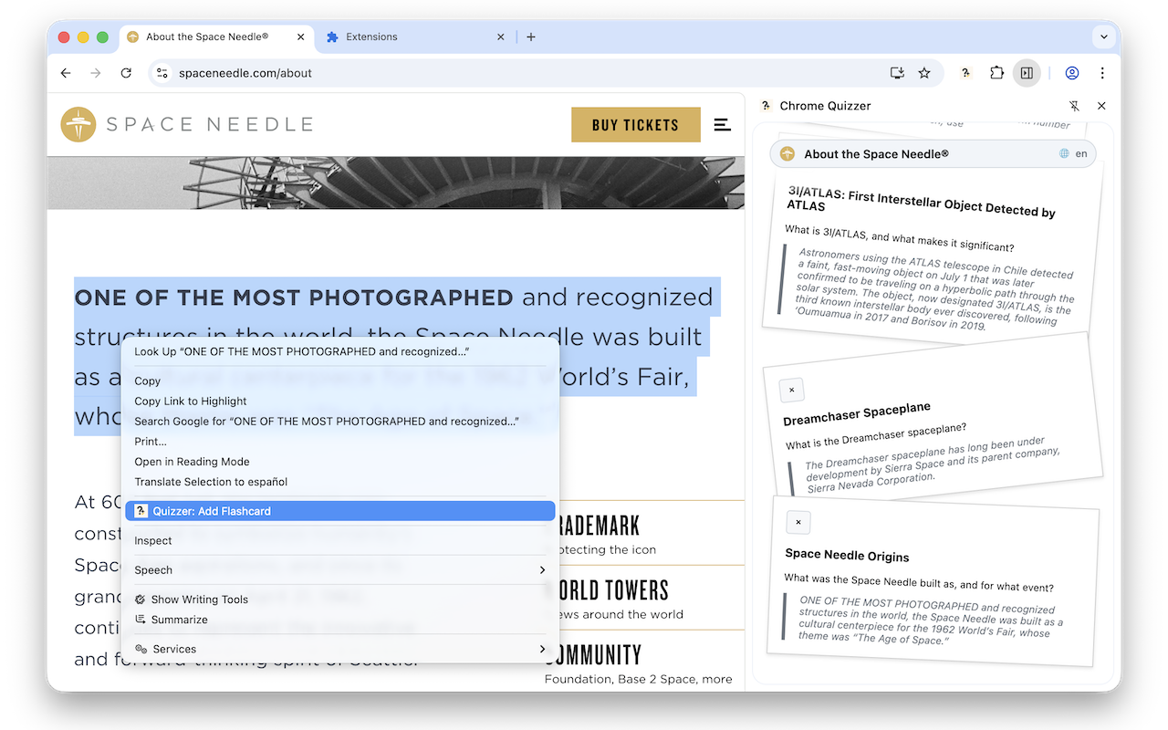 Chrome Quizzer - Screenshot 5 showing product features and functionality