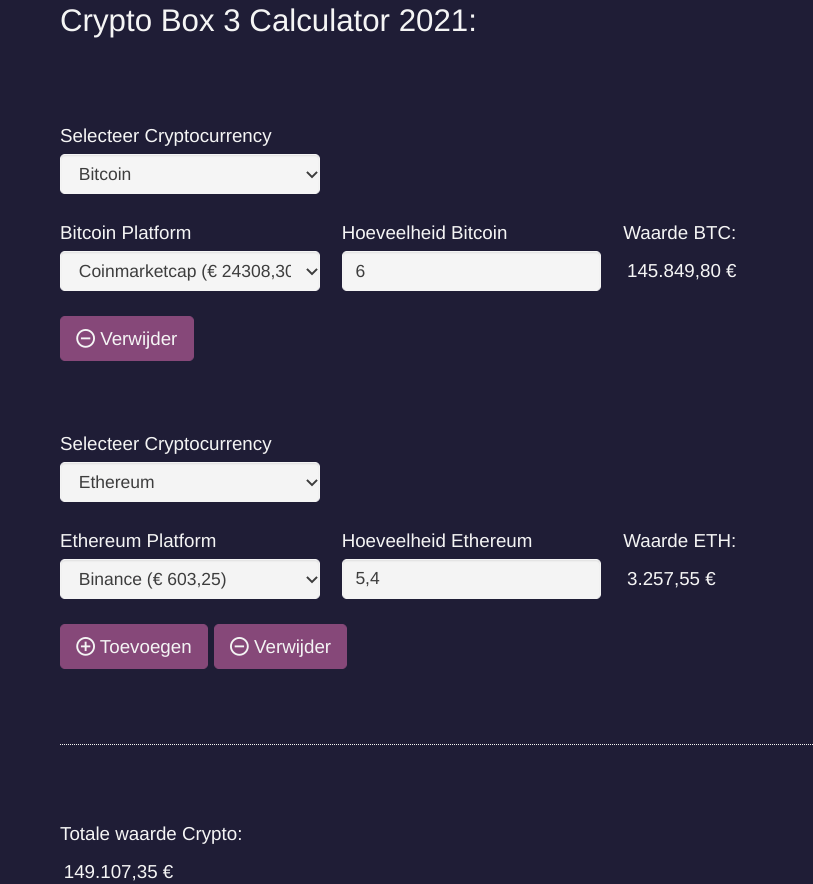 Dutch Crypto Wealth Tax Calculator gallery image