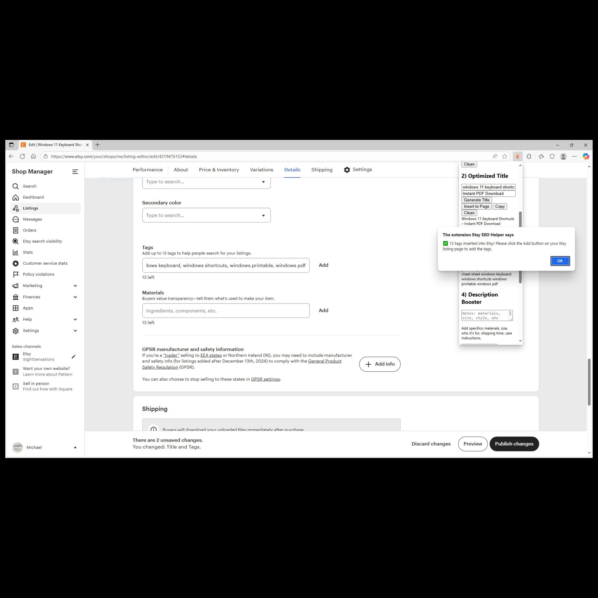 Média Extension de chrome Etsy SEO Helper - Générez instantanément des titres, étiquettes et descriptions parfaits Etsy 6