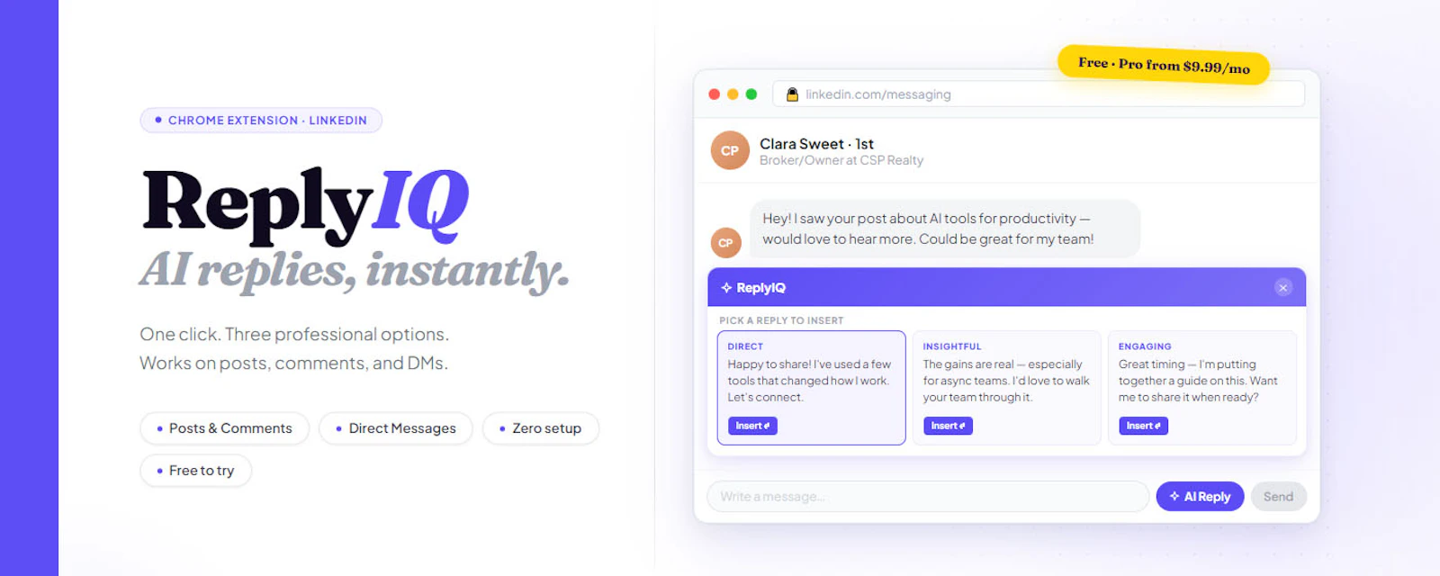 ReplyIQ – LinkedIn AI Assistant screenshot 1