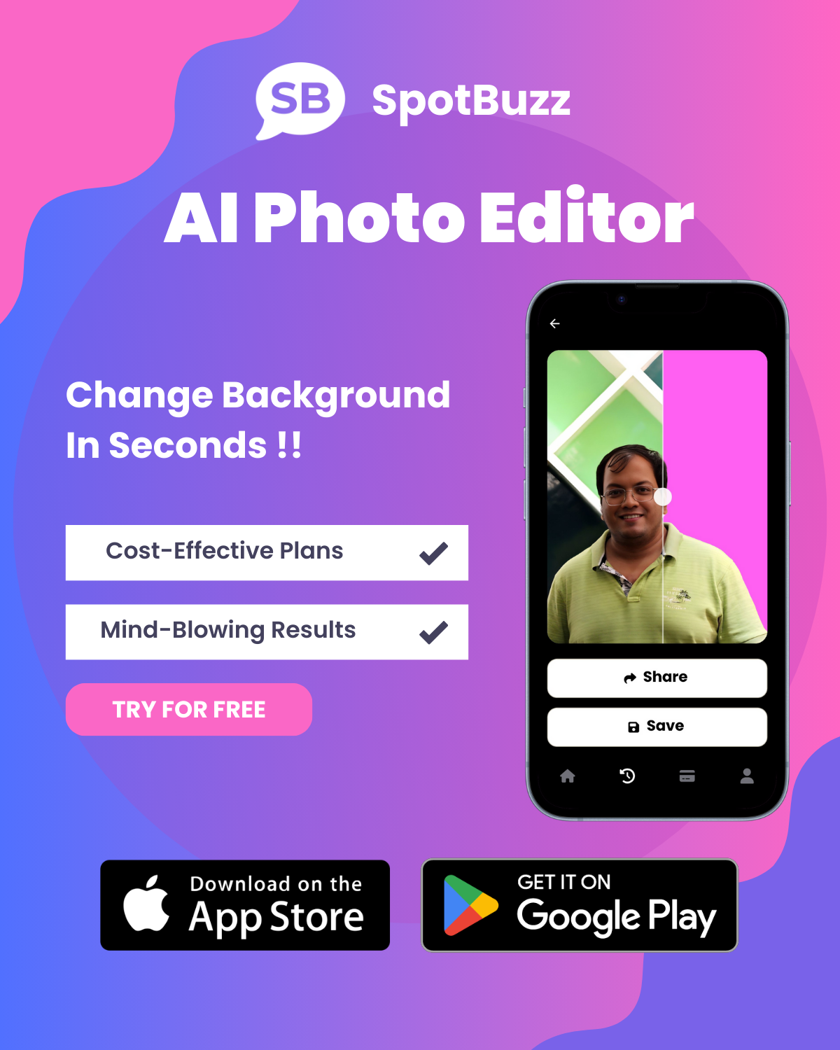 Spotbuzz - AI fotobewerking en bijschriften - Verbeter afbeeldingen, verfraai foto's, maak bijschriften en nog veel meer media 2