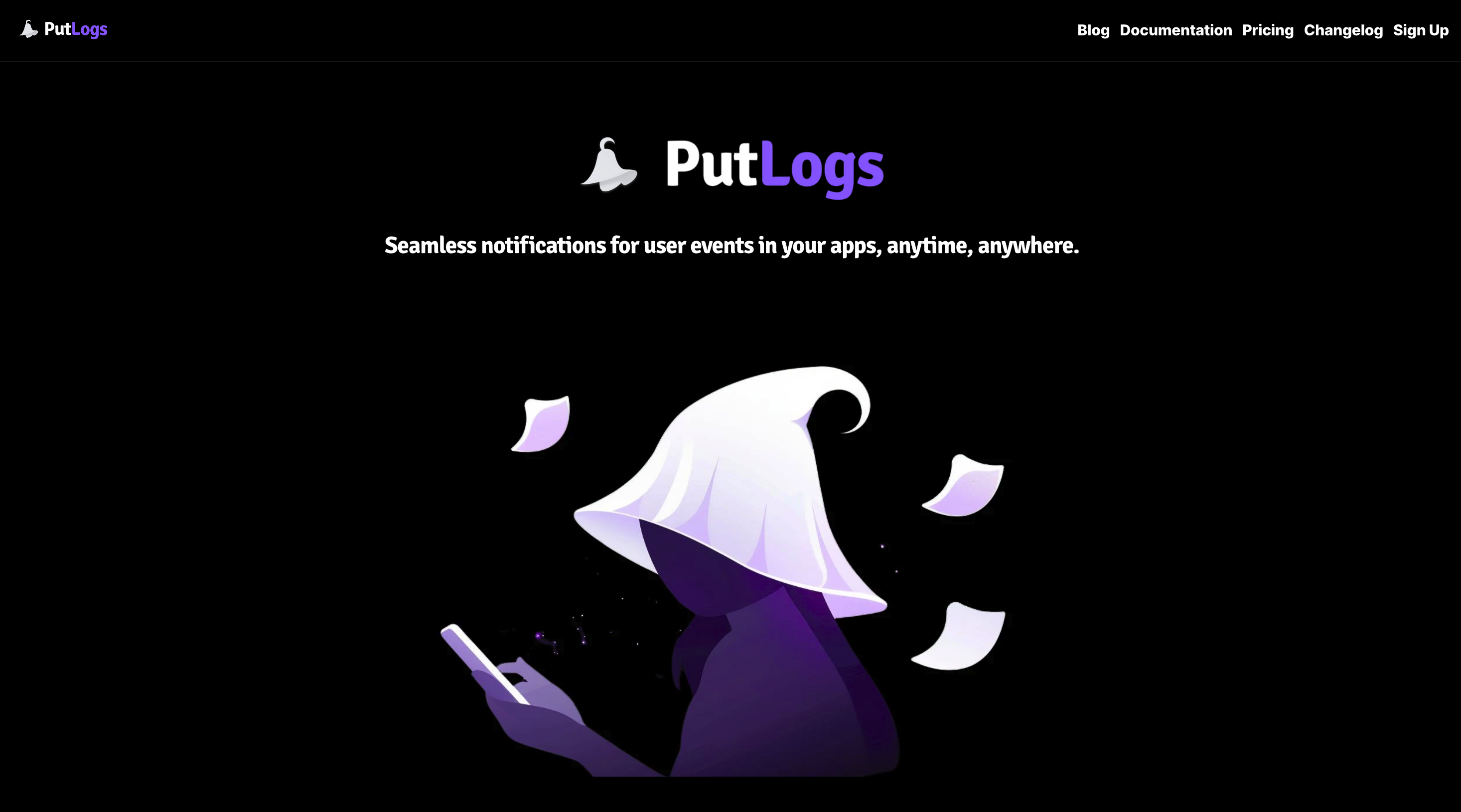 Mídia 1 de Putlogs |Registro de eventos de usuário em tempo real - Notificações de push sem costura para eventos de usuário de seus aplicativos.
