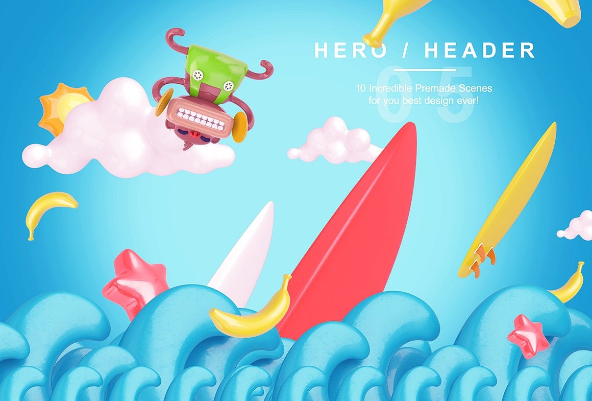 PSD Bright Travel Items Scene Generator gallery image