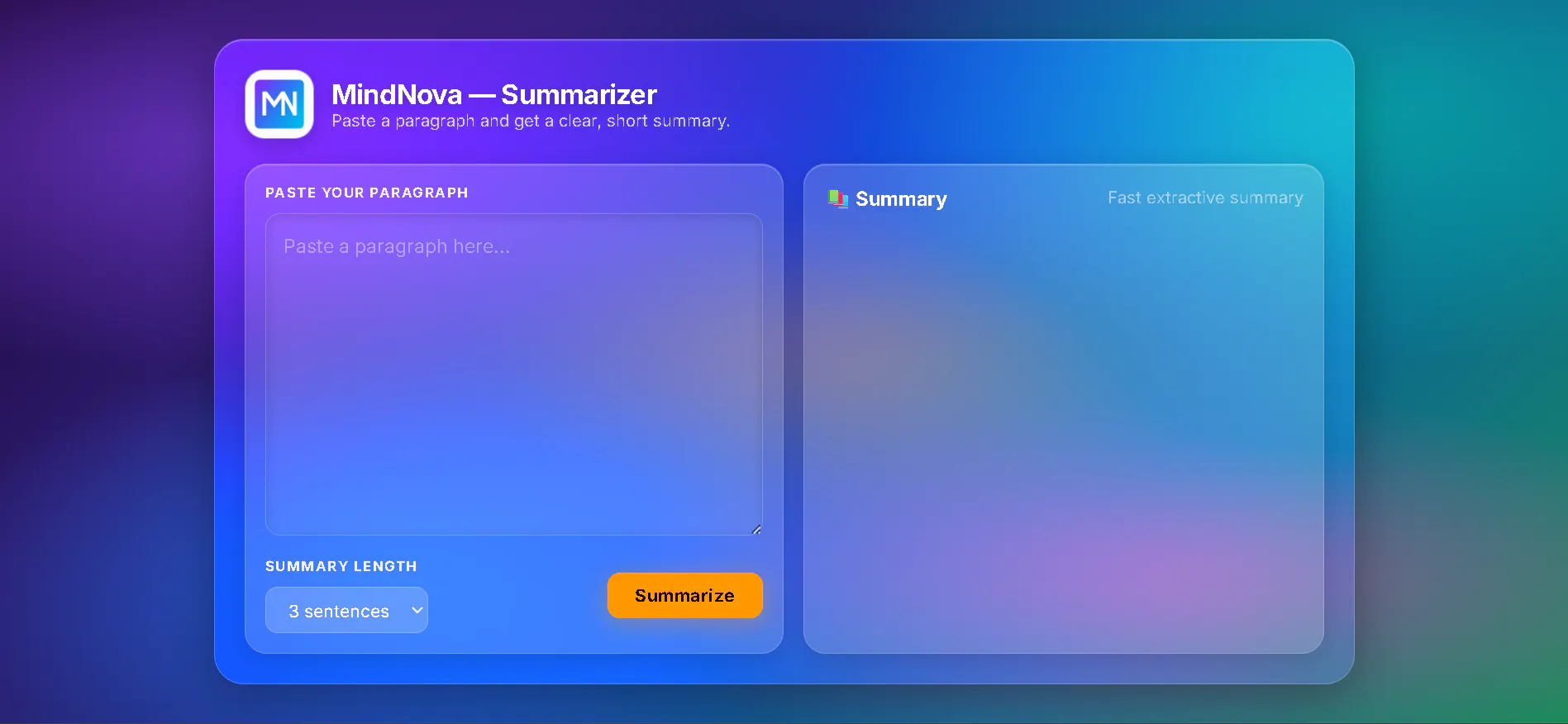 MindNova — Summarizer gallery image