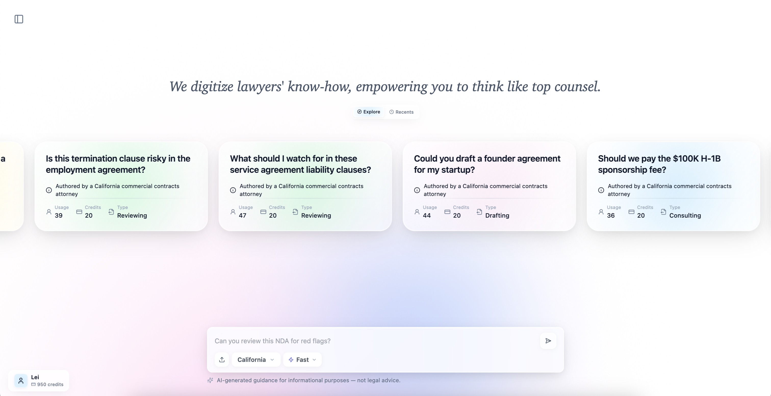 Lumos - Legal AI for startups - Screenshot 2 showing product features and functionality
