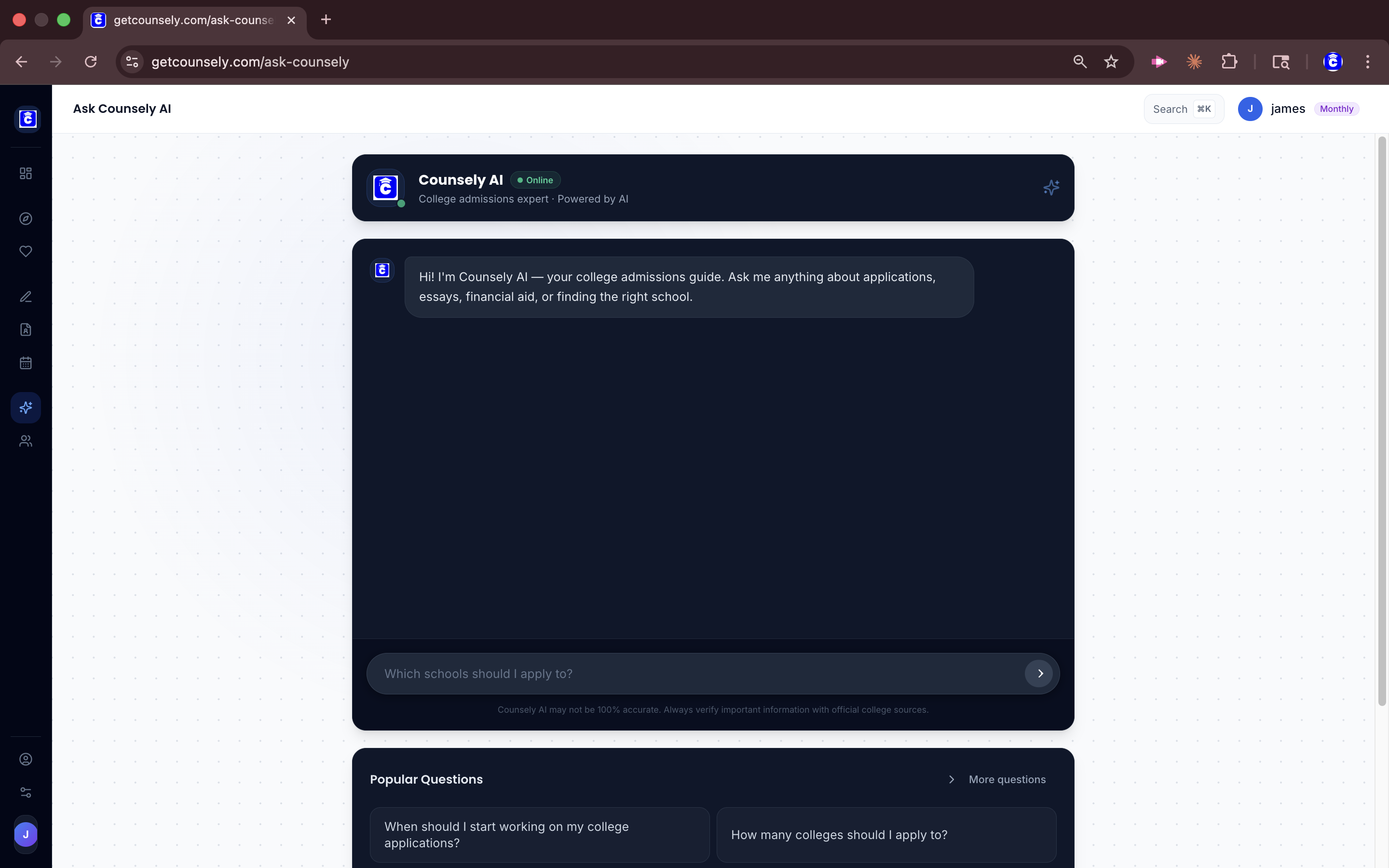Counsely - Screenshot 5 showing product features and functionality