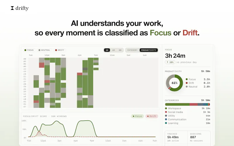 Drifty - Context Aware AI Time Tracker screenshot 2