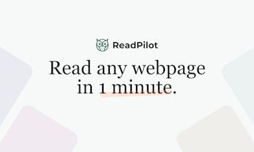 Interfaz de ReadPilot con una página web que se resume en 60 segundos.