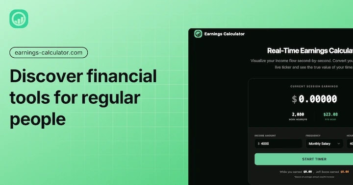 Earnings Calculator - Main product screenshot demonstrating key features and user interface