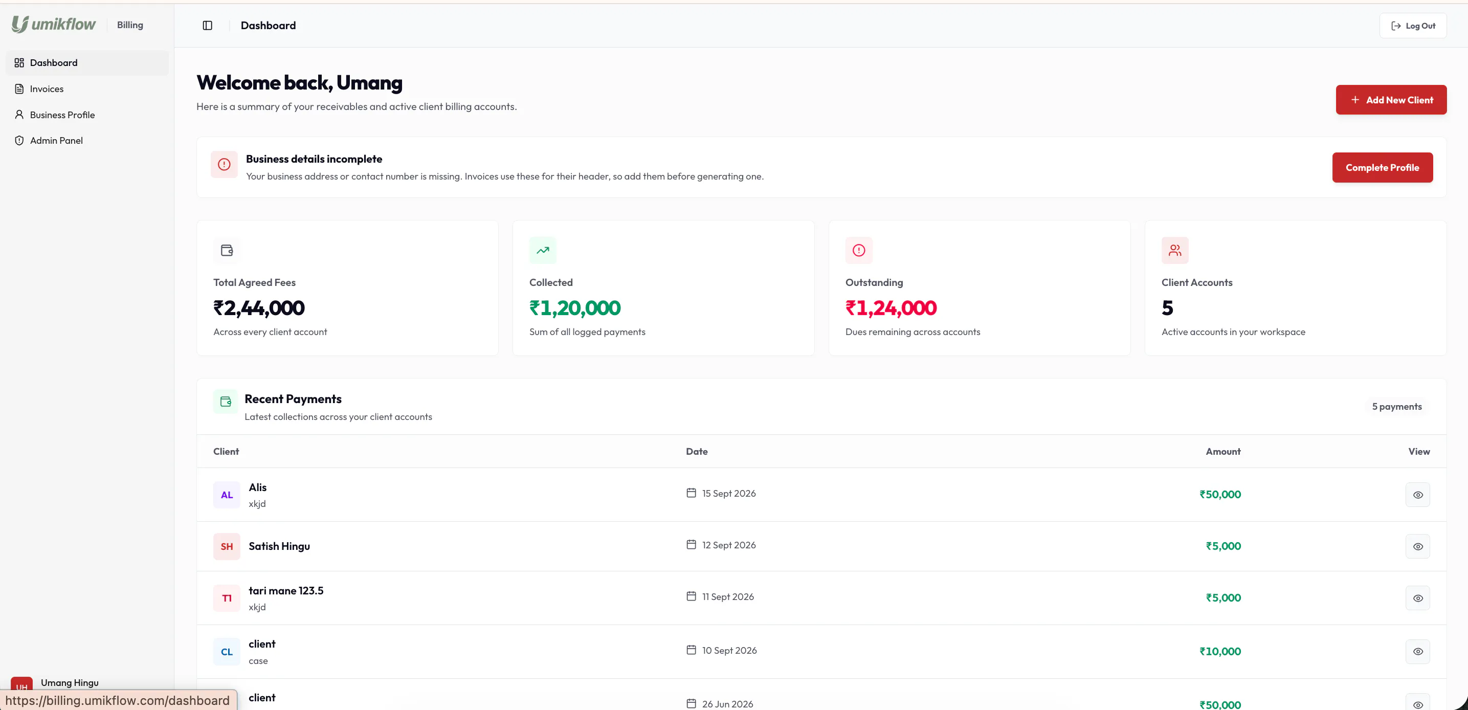 Umikflow Billing gallery image