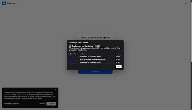 Privacy & Terms Guardian screenshot 1