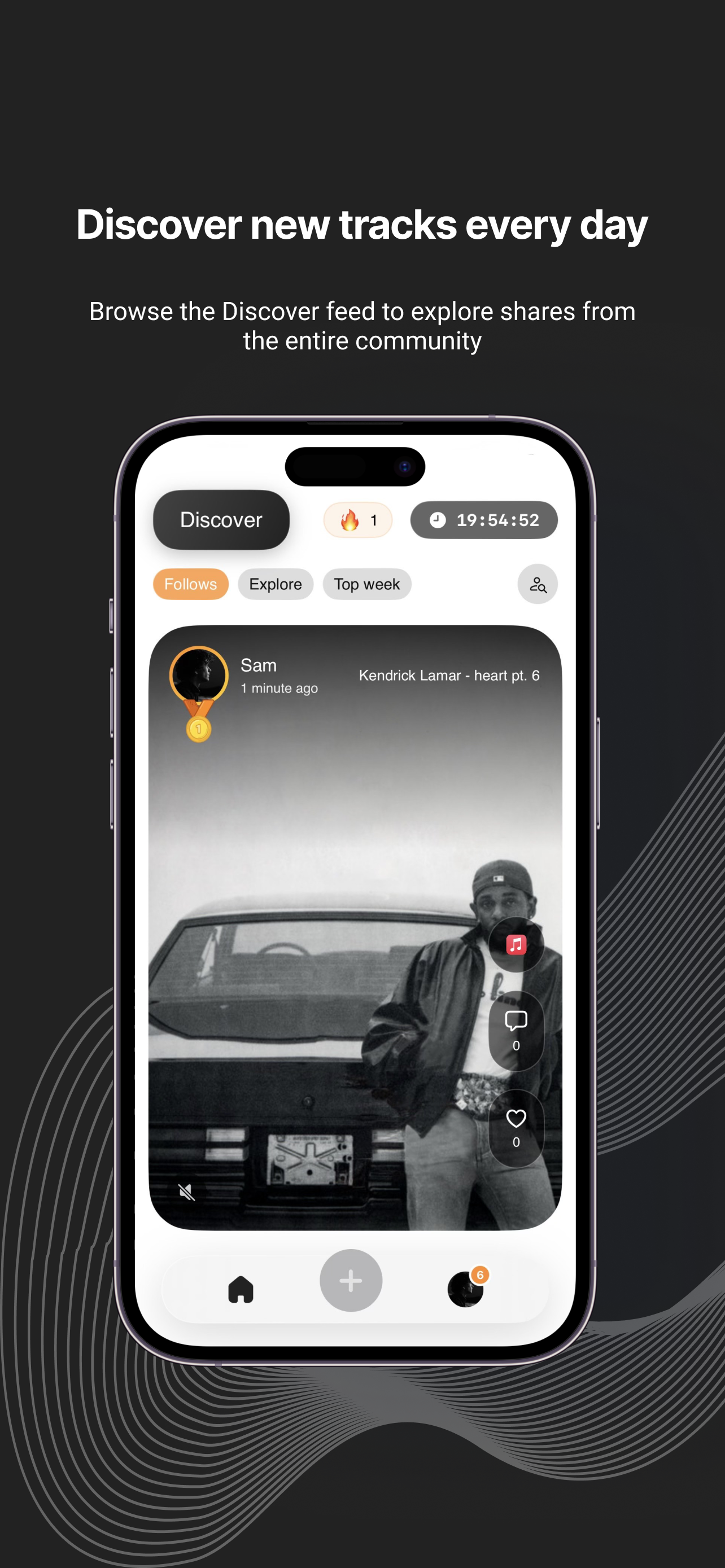 Discover - Share your music - Main product screenshot demonstrating key features and user interface