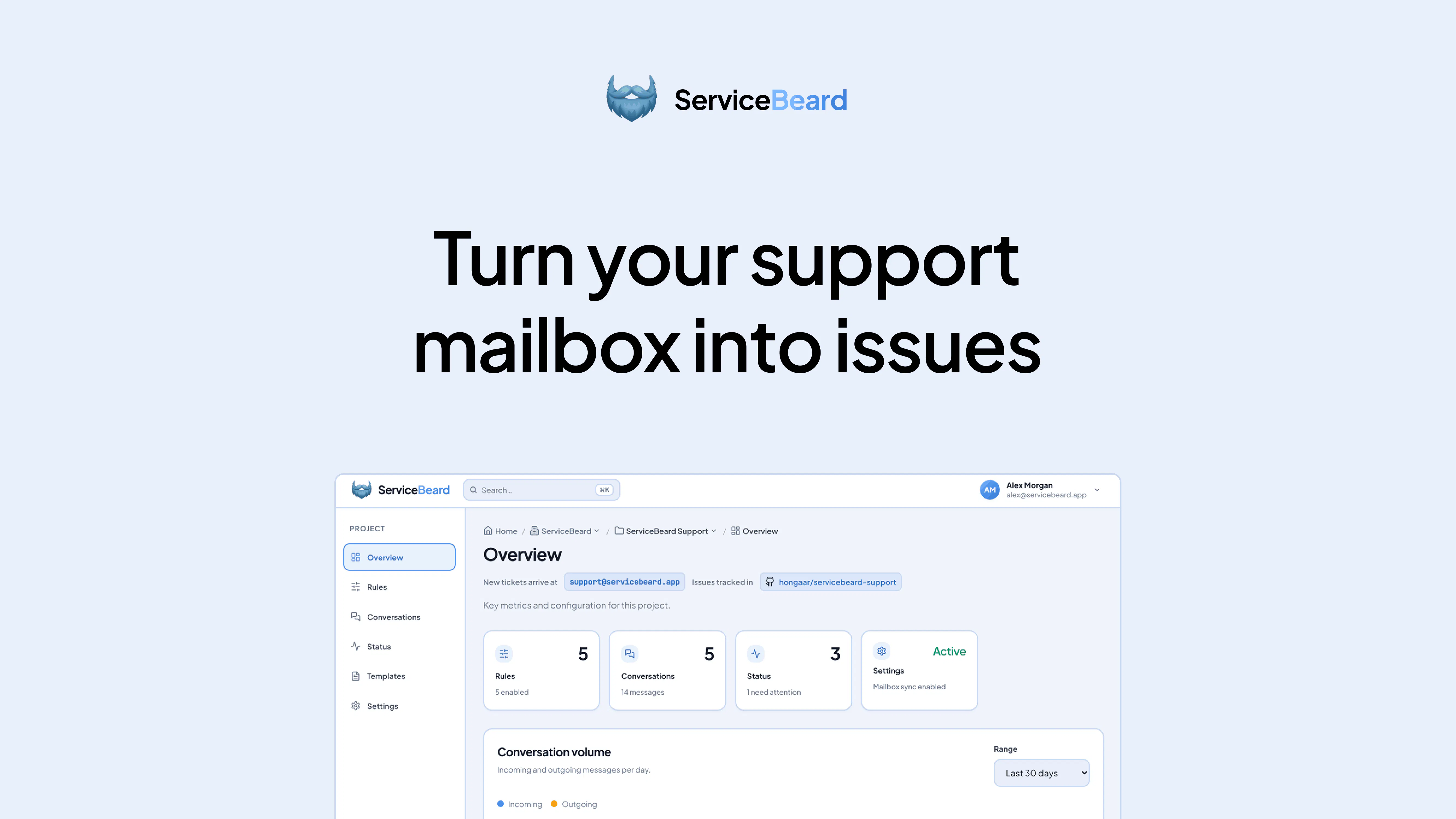 startuptile ServiceBeard-Sync your mailbox with your issue tracker