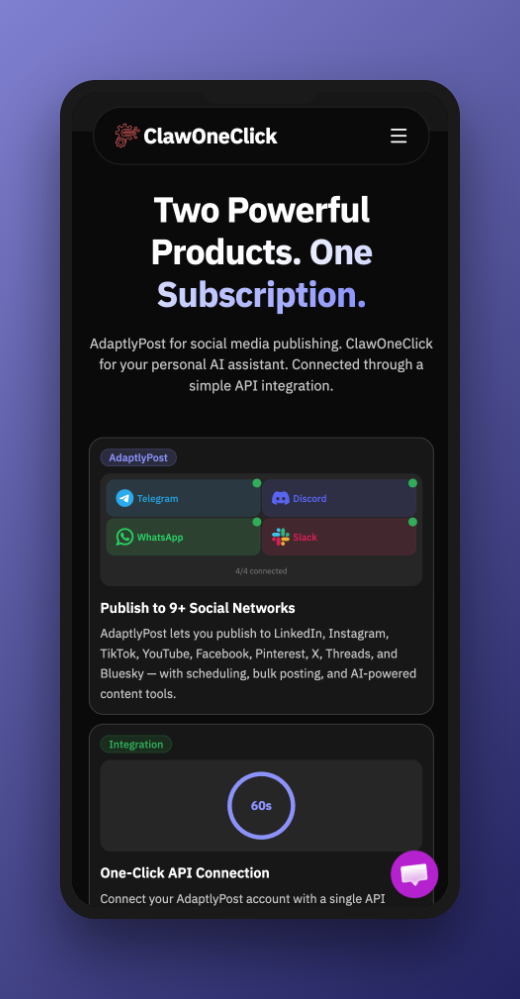 ClawOneClick X AdaptlyPost gallery image