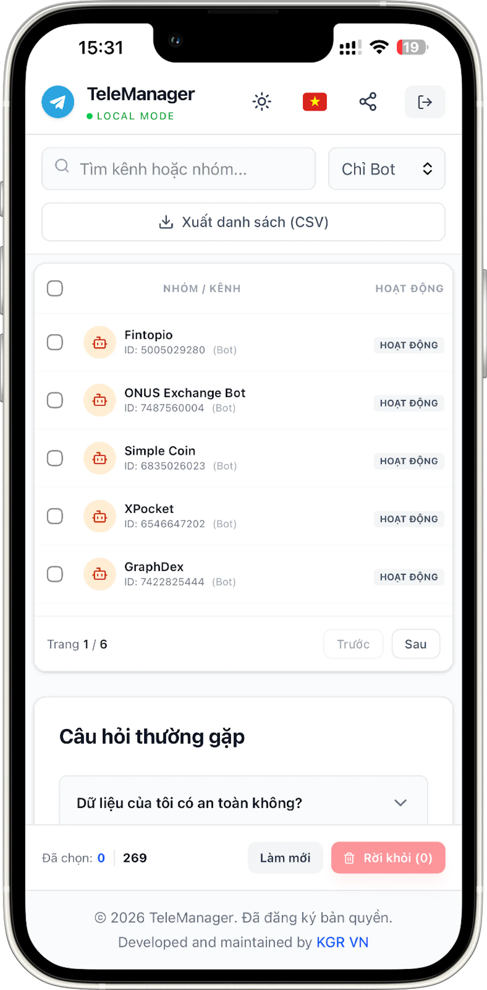 Bulk Manage Telegram Groups, Channels screenshot 5
