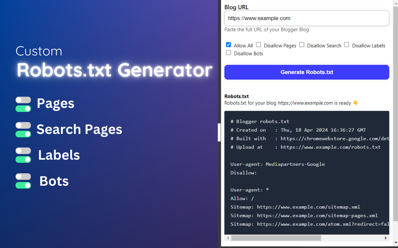 Media Robotstxtgenerator - SEO thân thiện với robot.txt cho blogger WordPress 1