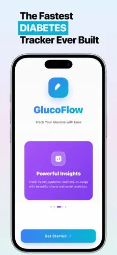 GlucoFlow - Main screenshot showing features and interface