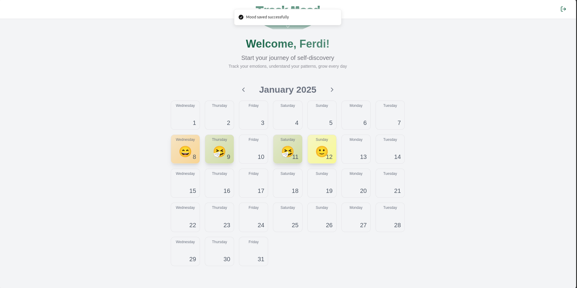 Rastrear el estado de ánimo - estado de ánimo, seguimiento, calendario, emociones, emojis media 3