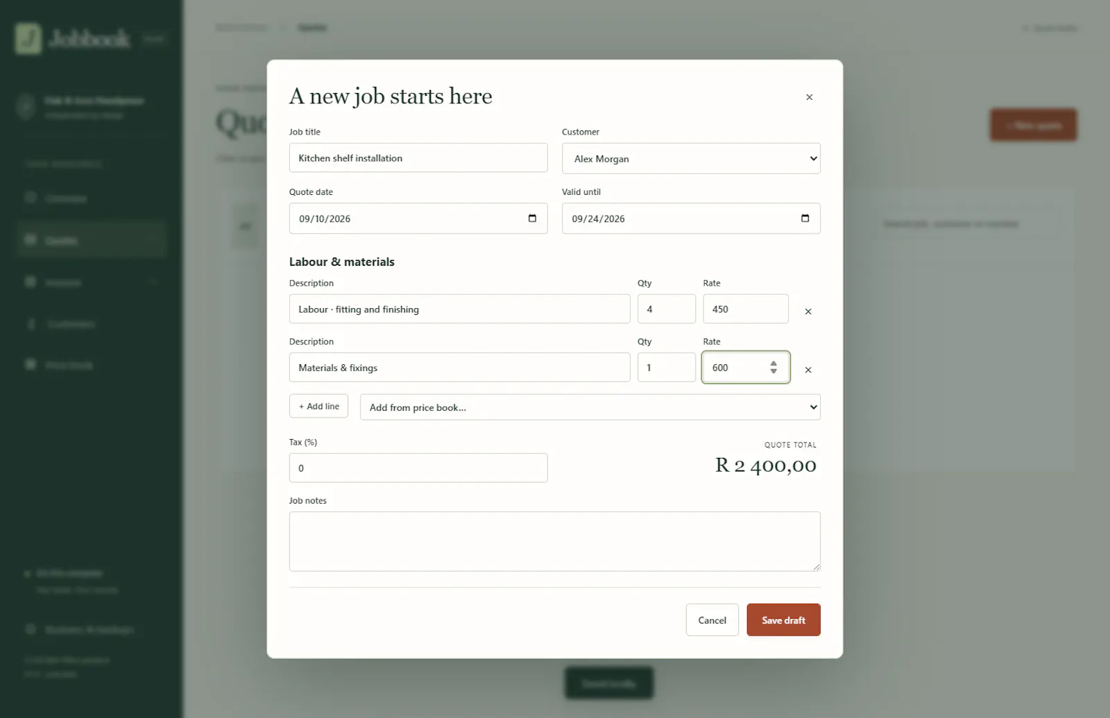 Jobbook screenshot 2